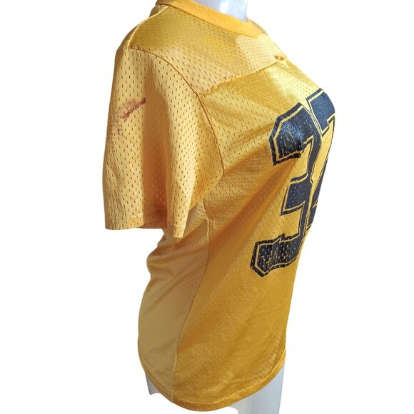Vintage Women's T-shirt Medium Single Stitch 70's Mesh Football Jersey Distress - Picture 4 of 7